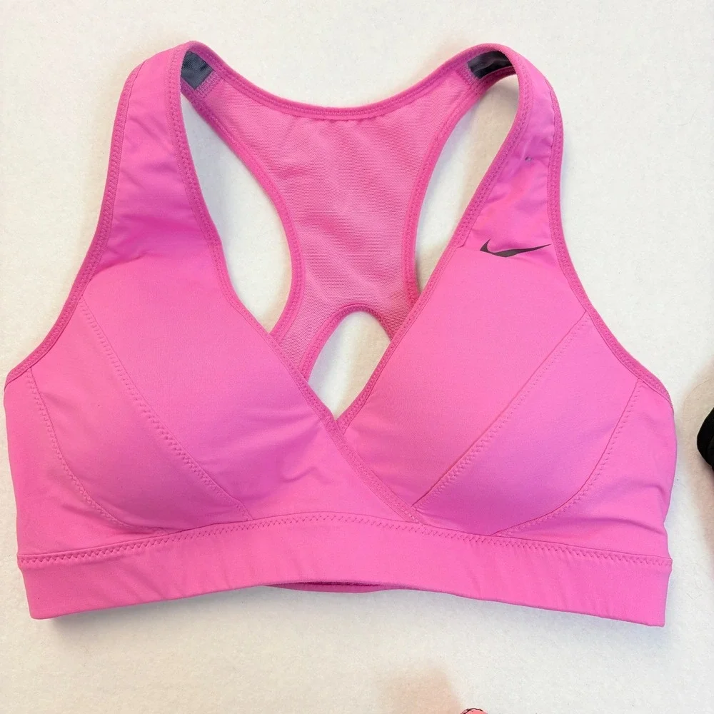 Lot of 3 Sports Bras Sweaty Betty & Nike Run Champion Pink Black Geometric Sz S